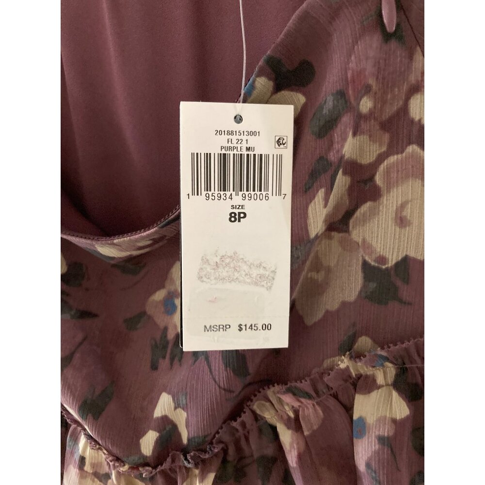 NWT Lauren Ralph Lauren Women's Floral Crinkle Georgette Tiered Skirt Purple - Picture 5 of 10